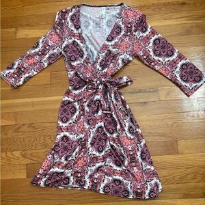 Floral Wrap Dress in Pink and Black